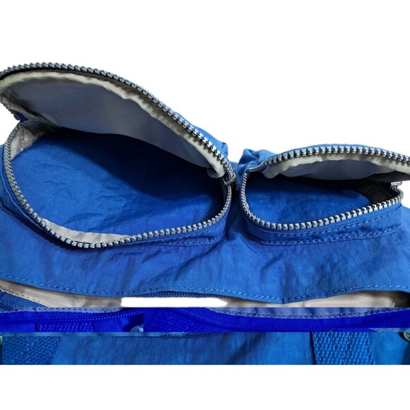 Kipling Sady Tote Shoulder Bag Blue Nylon Crossbody Gym Weekender Carry On - Picture 8 of 12